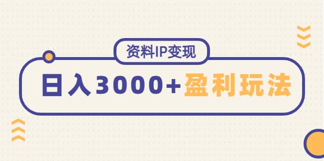 资料IP变现，持续性盈利玩法|琦哥资源