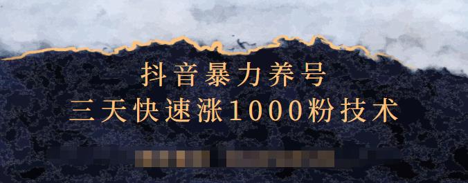 抖音暴力养号，三天快速涨1000粉技术【视频课程】|琦哥资源