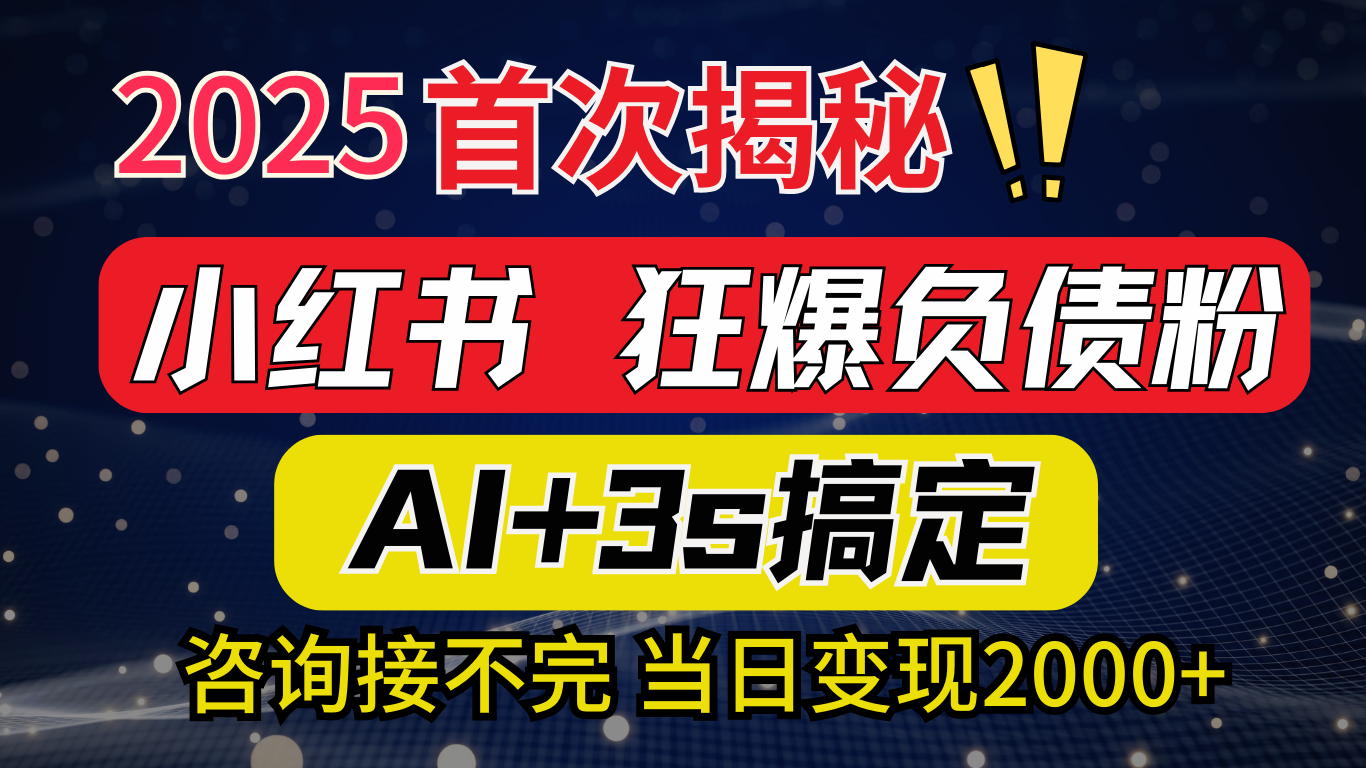 2025引流天花板：最新小红书狂暴负债粉思路，咨询接不断，当日入2000+|琦哥资源