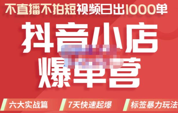2022年抖音小店爆单营，不直播、不拍短视频、日出1000单，暴力玩法|琦哥资源
