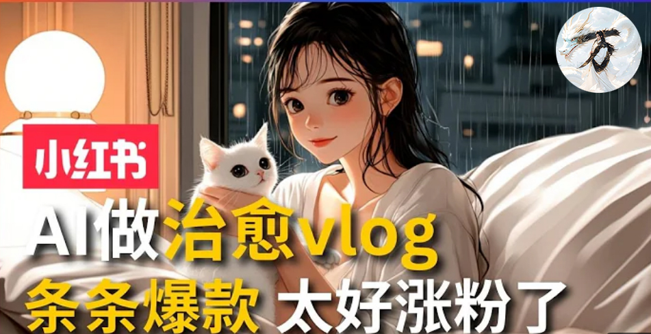 AI治愈系vlog动画视频，小红书7天 涨粉破千，商单报价1500+，0成本制作，日入2000+，有手就会 |琦哥资源
