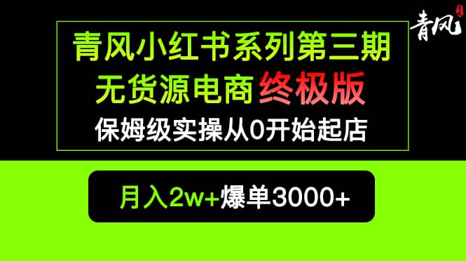 小红书无货源电商爆单终极版【视频教程+实战手册】保姆级实操从0起店爆单|琦哥资源