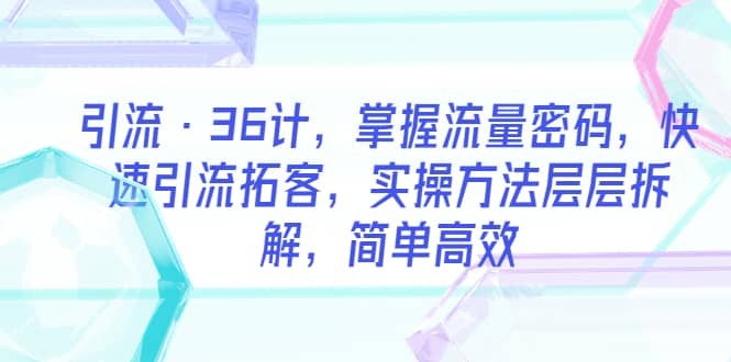 引流·36计，掌握流量密码，快速引流拓客，实操方法层层拆解，简单高效|琦哥资源