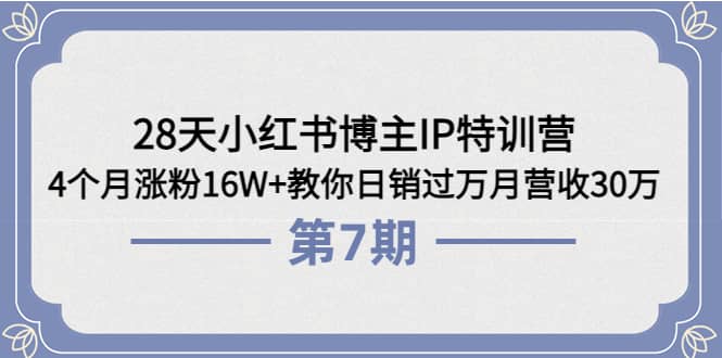 28天小红书博主IP特训营《第6+7期》4个月涨粉16W+教你日销过万月营收30万|琦哥资源