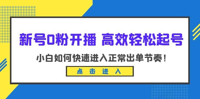 新号0粉开播-高效轻松起号：小白如何快速进入正常出单节奏（10节课）|琦哥资源