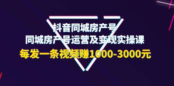 抖音同城房产号，同城房产号运营及变现实操课，每发一条视频赚1000-3000元|琦哥资源