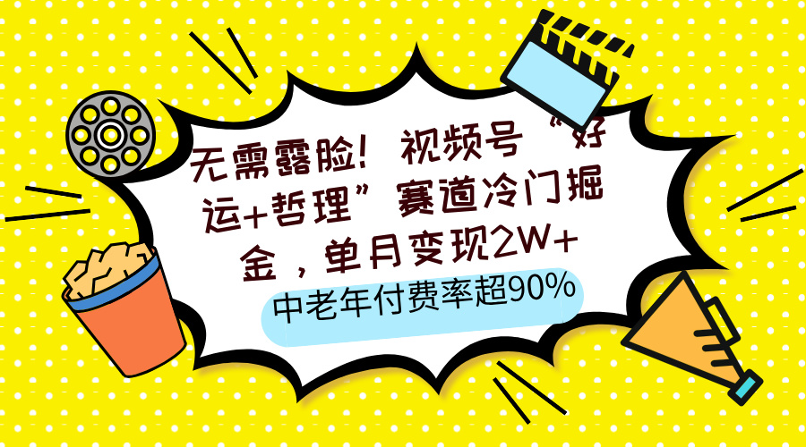 无需露脸！视频号“好运+哲理”赛道冷门掘金，单月变现2W+，中老年付费率超90%|琦哥资源