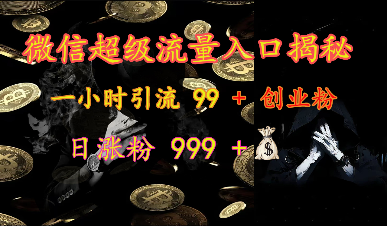 微信超级流量入口揭秘：一小时引流 99 + 创业粉，日涨粉 999 +【揭秘】|琦哥资源