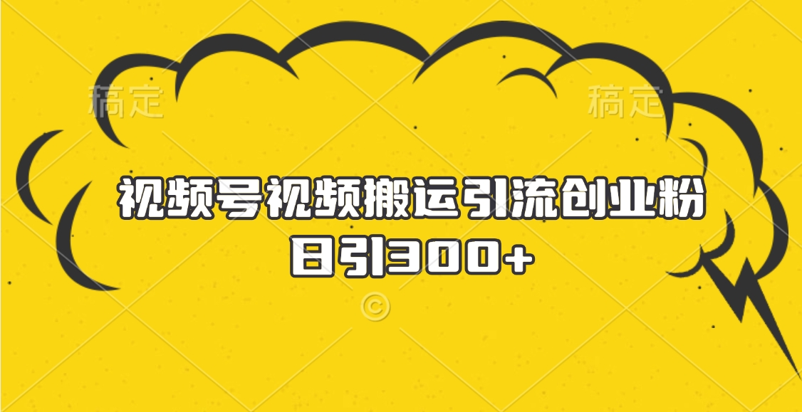 视频号视频搬运引流创业粉，日引300+|琦哥资源