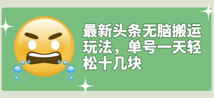 最新头条无脑搬运玩法，单号一天轻松十几块【视频教程+搬运软件】|琦哥资源
