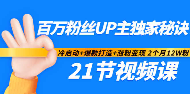 百万粉丝UP主独家秘诀：冷启动+爆款打造+涨粉变现2个月12W粉（21节视频课)|琦哥资源