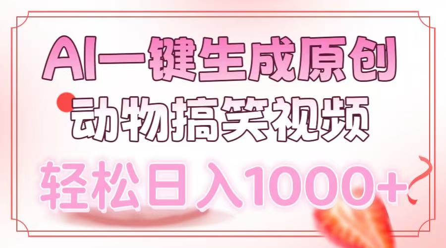 AI一键生成原创动物搞笑视频，轻松日入1000+|琦哥资源
