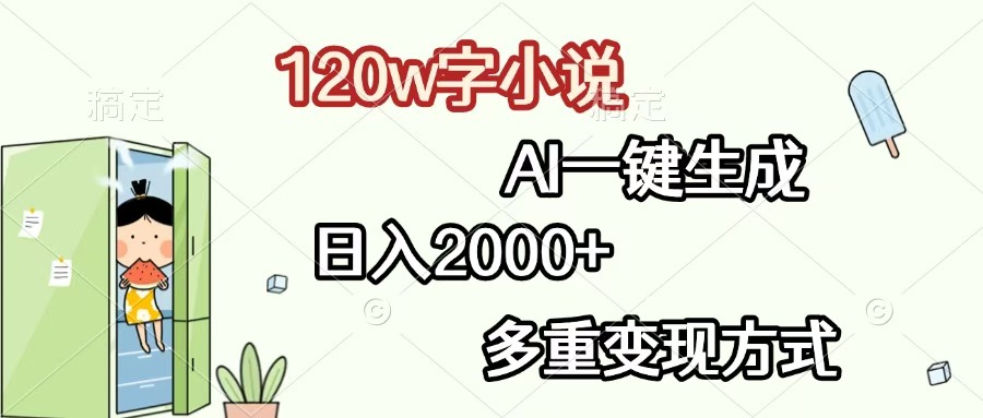 120w字小说，AI一键生成，日入2000+，多重变现方式|琦哥资源