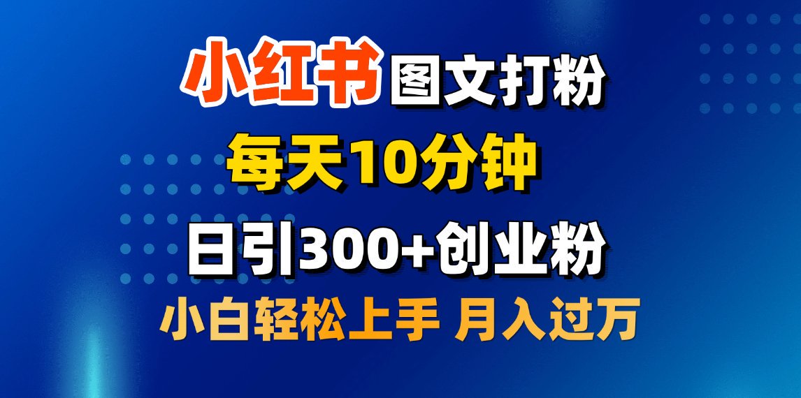 2月小红书图文打粉，每天10分钟，日引300+创业粉，小白轻松月入过万|琦哥资源