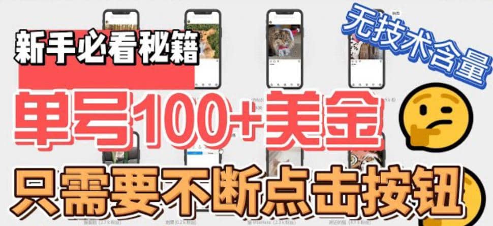 最新无脑只需不断点击按钮，单号100美金暴利项目，可批量操作|琦哥资源