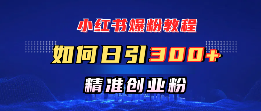 小红书爆粉教程，如何日引300+创业粉，快速实现精准变现！|琦哥资源