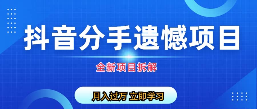 自媒体抖音分手遗憾项目私域项目拆解|琦哥资源