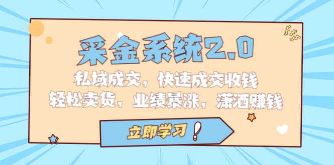 采金 系统2.0，私域成交，快速成交收钱，轻松卖货，业绩暴涨，潇洒赚钱|琦哥资源