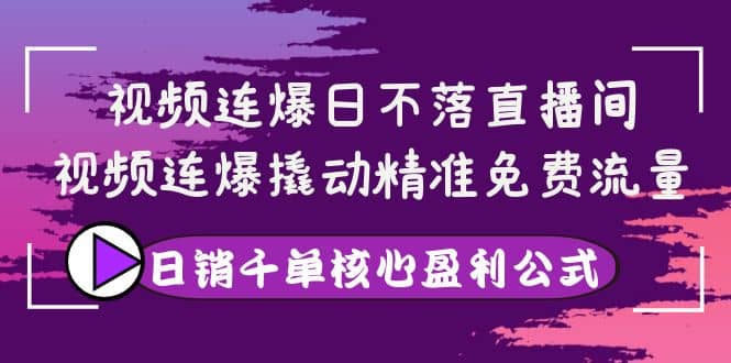 视频连爆日不落直播间，视频连爆撬动精准免费流量，日销千单核心盈利公式|琦哥资源