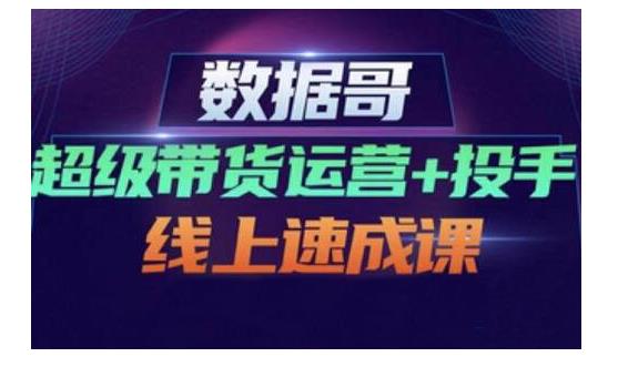 数据哥·超级带货运营+投手线上速成课，快速提升运营和熟悉学会投手技巧|琦哥资源