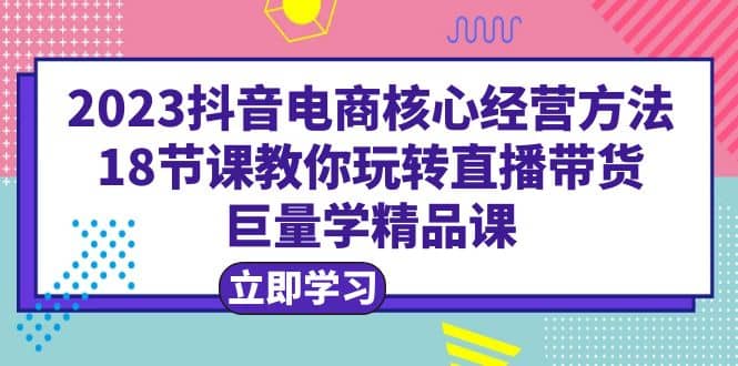 2023抖音电商核心经营方法：18节课教你玩转直播带货，巨量学精品课|琦哥资源