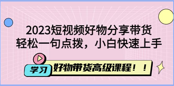 2023短视频好物分享带货，好物带货高级课程，轻松一句点拨，小白快速上手|琦哥资源