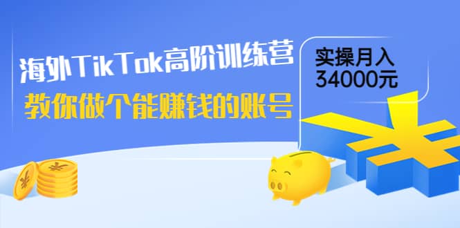 海外TikTok高阶训练营：教你做个能赚钱的账号，实操月入34000元！|琦哥资源