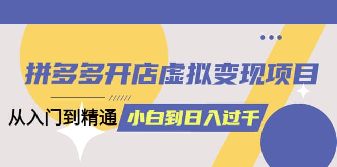 拼多多开店虚拟变现项目：入门到精通 从小白到日入1000（完整版）4月10更新|琦哥资源