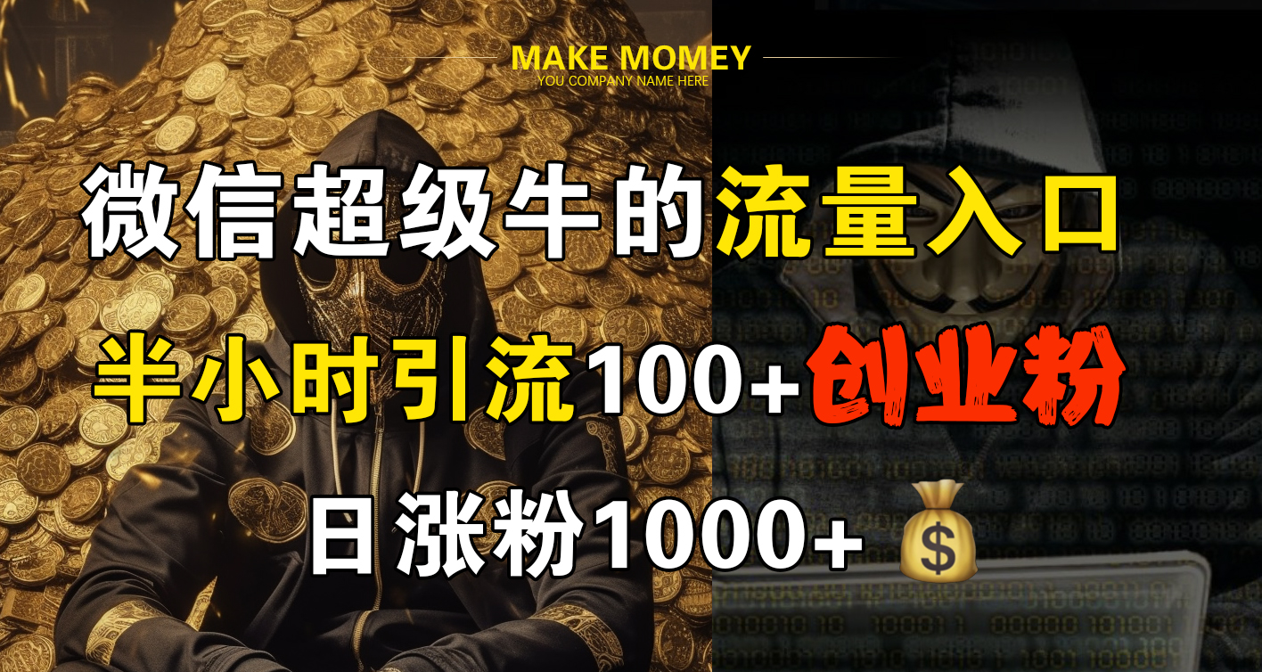 微信超级牛的流量入口，半小时引流100+创业粉，日涨粉1000+|琦哥资源