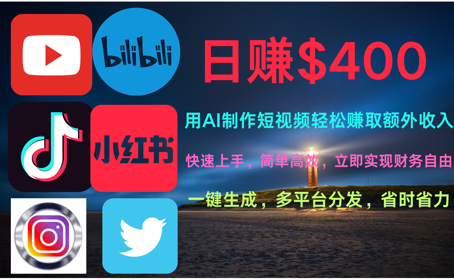 玩转全网视频平台，创造视频就能轻松赚取每天400美金|琦哥资源