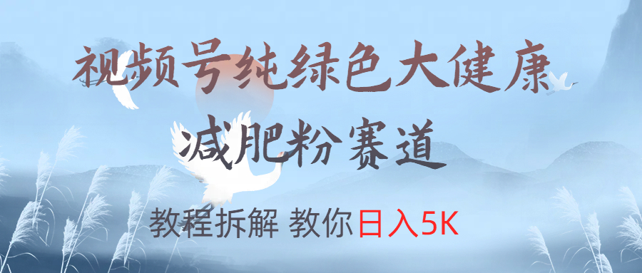 视频号纯绿色大健康粉赛道，教程拆解，教你日入5K|琦哥资源