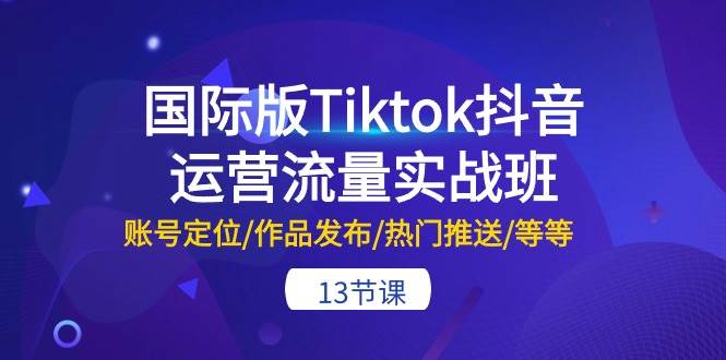 国际版Tiktok抖音运营流量实战班：账号定位/作品发布/热门推送/等等-13节|琦哥资源