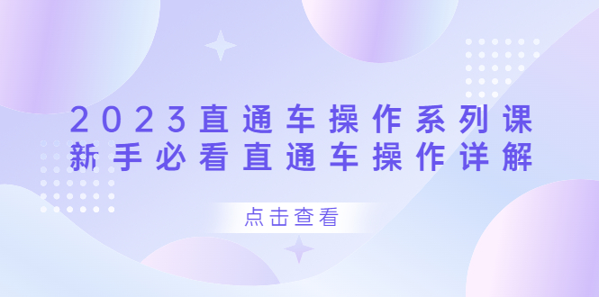 2023直通车操作 系列课，新手必看直通车操作详解|琦哥资源
