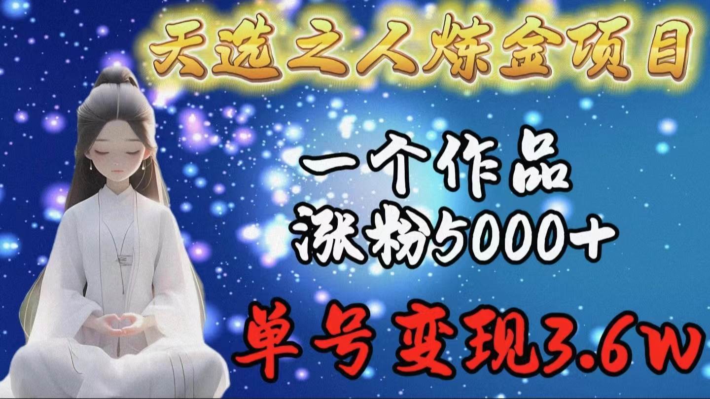 天选之人炼金项目，一个作品涨粉5000+，单号变现3.6w|琦哥资源