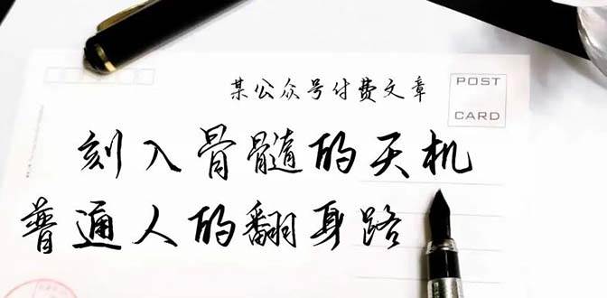 某公众号付费文章：刻入骨髓的天机，揭露“普通人的翻身路” 这件通天大事|琦哥资源