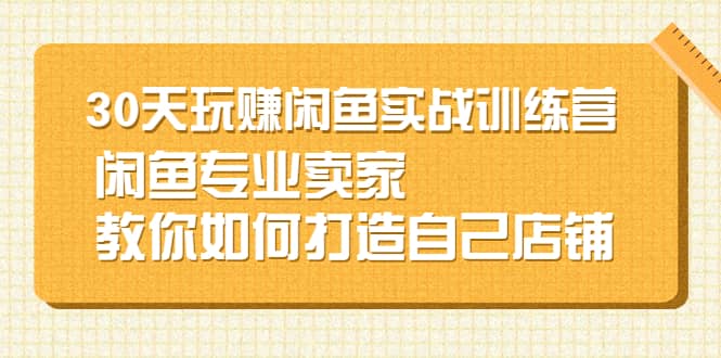 30天玩赚闲鱼实战训练营，闲鱼专业卖家教你如何打造自己店铺|琦哥资源