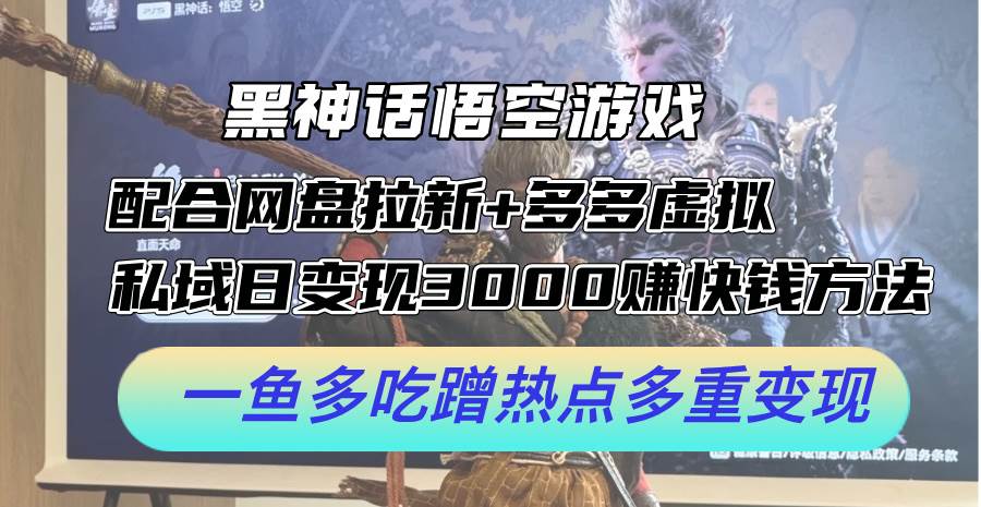 黑神话悟空游戏配合网盘拉新+多多虚拟+私域日变现3000+赚快钱方法。…|琦哥资源