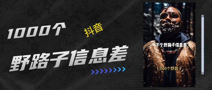 抖音一千个野路子信息差最新玩法教程引流＋变现的玩法具体拆解|琦哥资源