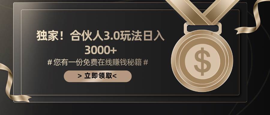 游戏合伙人3.0，日入3000+，无限扩大的蓝海项目|琦哥资源