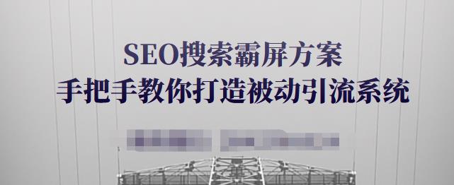 SEO搜索霸屏方案，手把手教你打造被动引流系统【视频课程】|琦哥资源