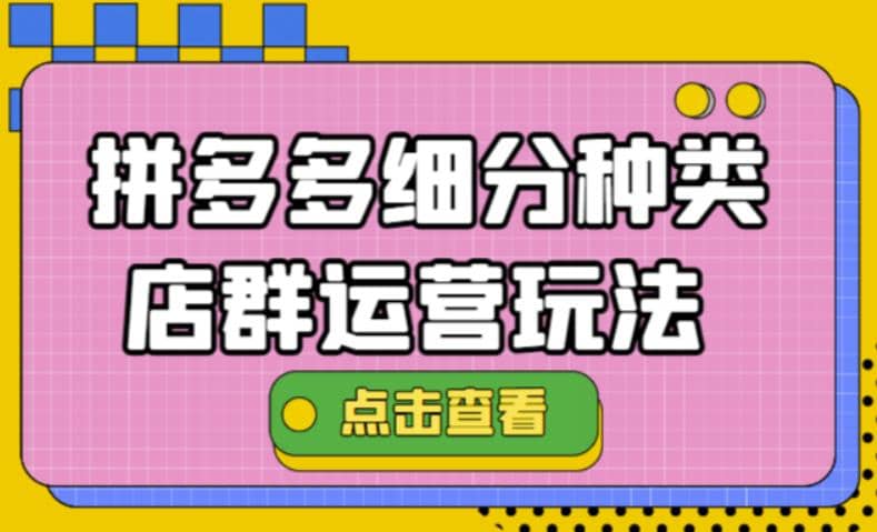 拼多多细分种类店群运营玩法3.0，11月最新玩法，小白也可以操作|琦哥资源
