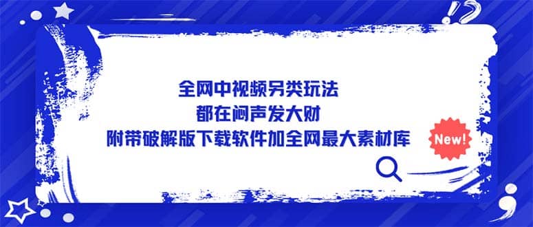 全网中视频另类玩法，都在闷声发大财，附带下载软件加全网最大素材库|琦哥资源