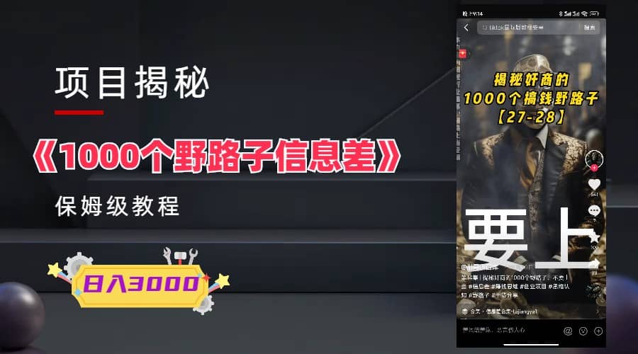 1000个野路子信息差保姆式教程-单日变现3000+的玩法解密|琦哥资源