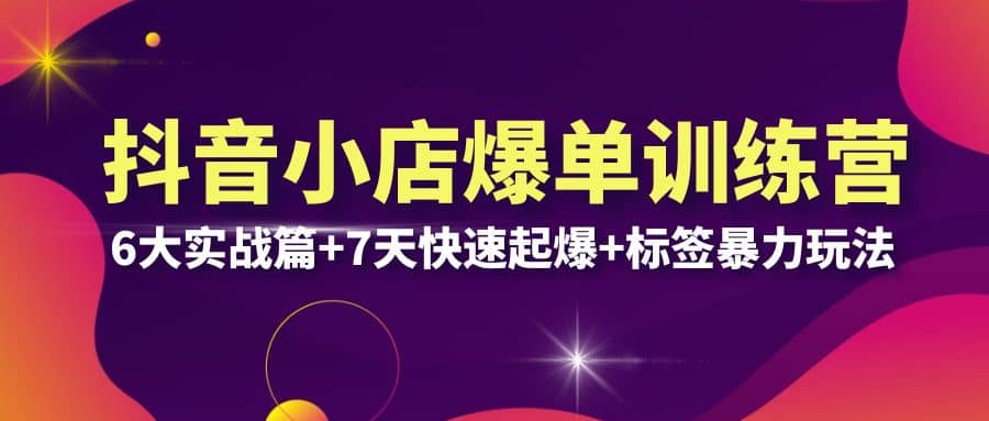 抖音小店爆单训练营VIP线下课：6大实战篇+7天快速起爆+标签暴力玩法(32节)|琦哥资源
