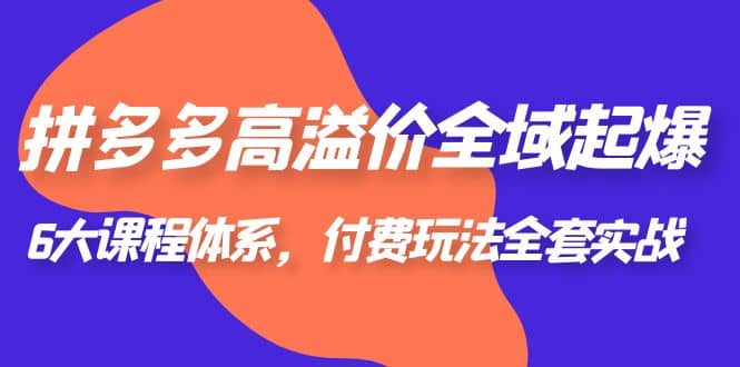 拼多多-高溢价 全域 起爆，6大课程体系，付费玩法全套实战|琦哥资源