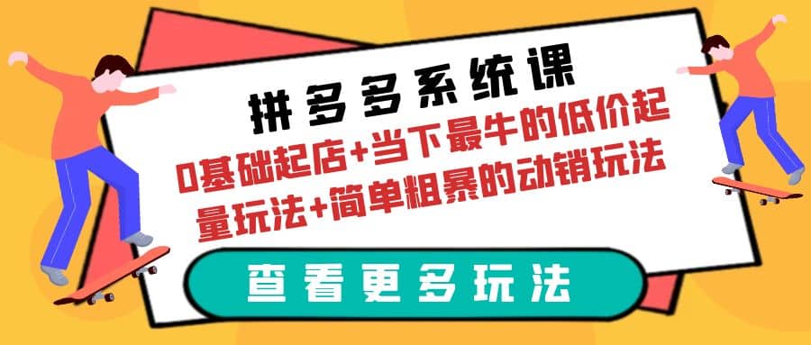 拼多多系统课：0基础起店+当下最牛的低价起量玩法+简单粗暴的动销玩法|琦哥资源