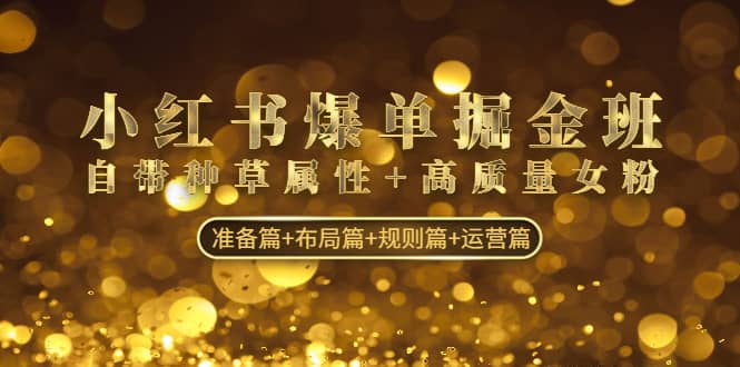 小红书爆单掘金班：自带种草属性+高质量女粉 准备篇+布局篇+规则篇+运营篇|琦哥资源
