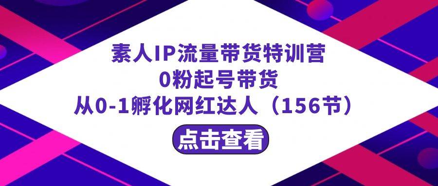 繁星·计划素人IP流量带货特训营：0粉起号带货 从0-1孵化网红达人（156节）|琦哥资源