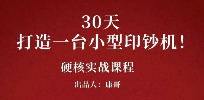 康哥30天打造一台小型印钞机：躺赚30万的项目完整复盘（视频教程）|琦哥资源