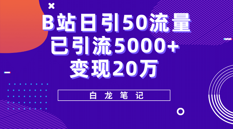 B站日引50+流量，实战已引流5000+变现20万，超级实操课程|琦哥资源